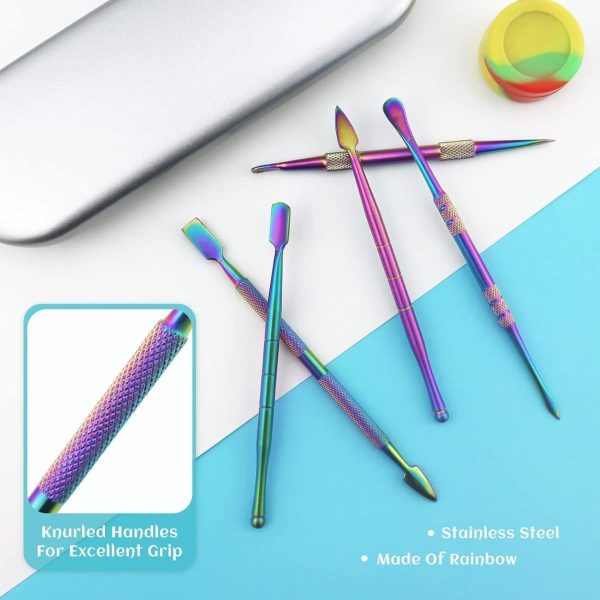 6 Pcs Wax Dabber Tool Set with 5 ml Silicone Container and Portable Metal Case Rainbow Color - Image 3