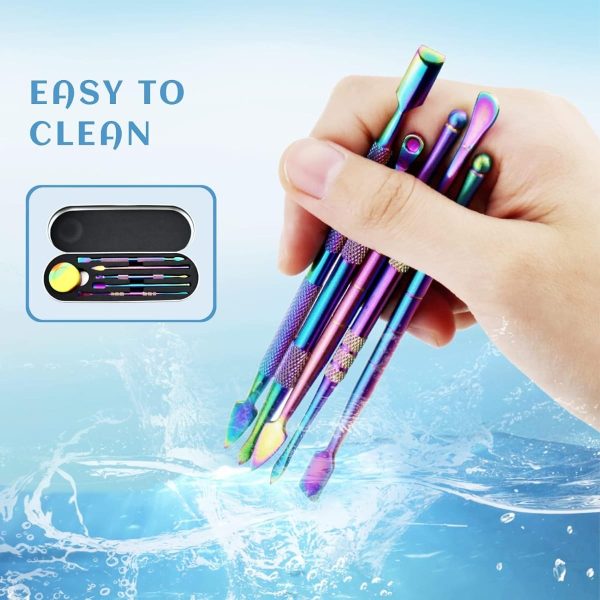 6 Pcs Wax Dabber Tool Set with 5 ml Silicone Container and Portable Metal Case Rainbow Color - Image 2