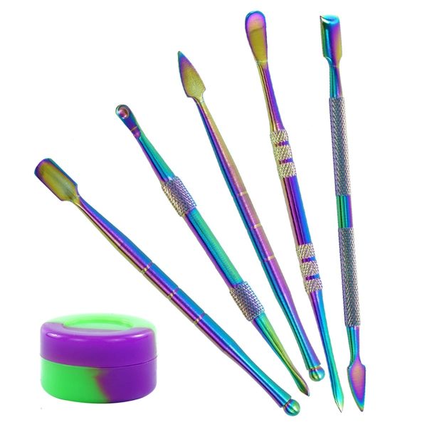 6 Pcs Wax Dabber Tool Set with 5 ml Silicone Container and Portable Metal Case Rainbow Color - Image 6